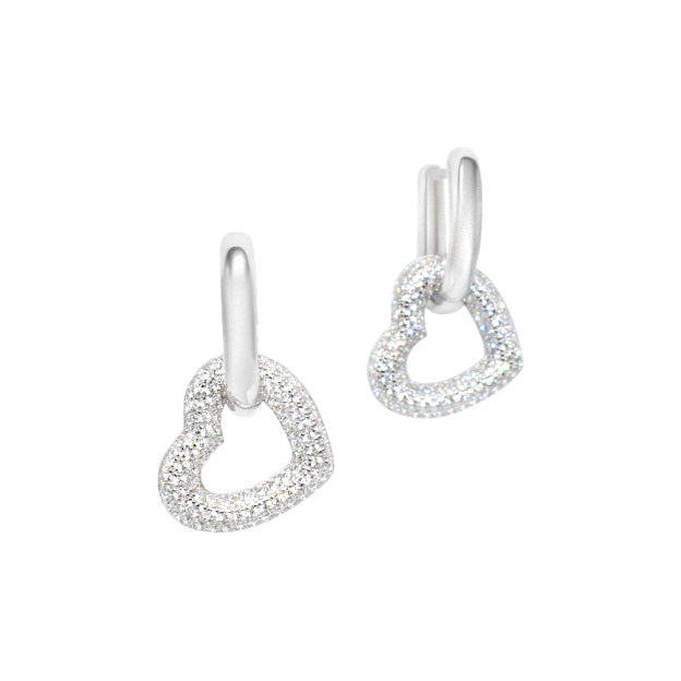Pavé Heart Dangle Hoop Earrings Ringz & Tingz Jewels
