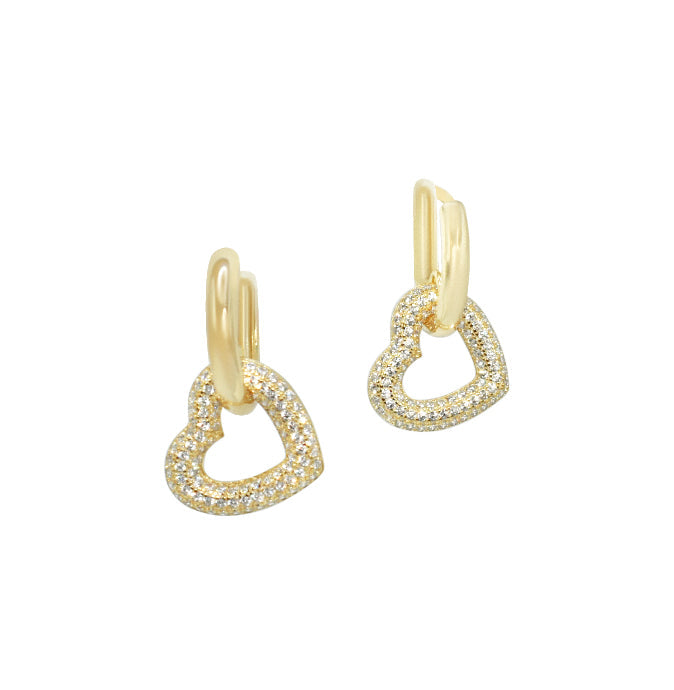 Pavé Heart Dangle Hoop Earrings Ringz & Tingz Jewels