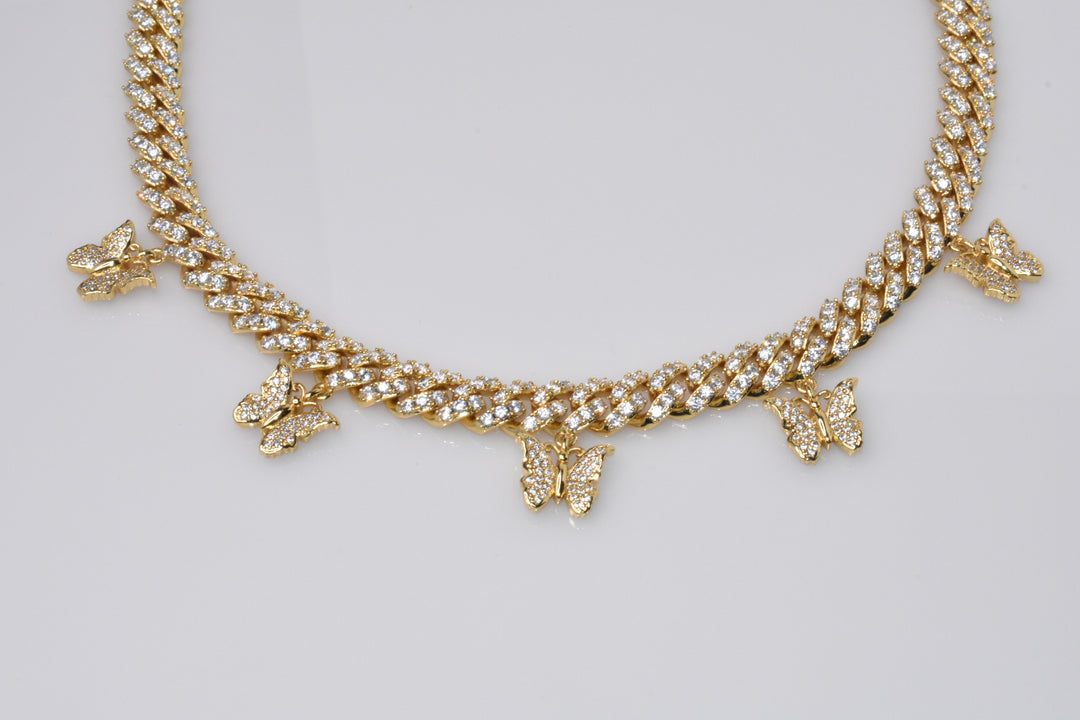Miami Cuban Link Butterfly Charm Necklace Ringz & Tingz Jewels