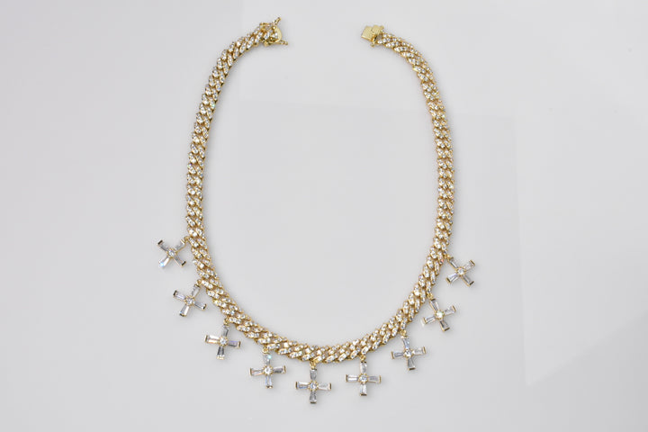 Multi-Cross Baguette Necklace Ringz & Tingz Jewels