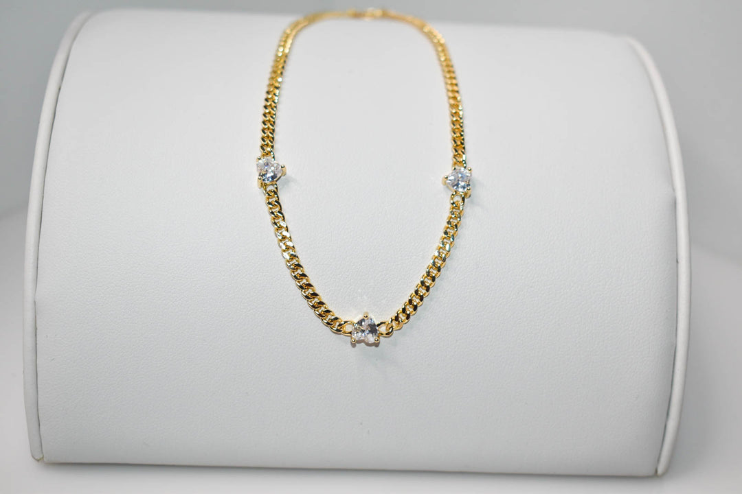 Heart Gemstone Cuban Link Anklet (Adjustable) Ringz & Tingz Jewels