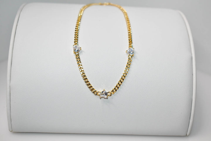 Heart Gemstone Cuban Link Anklet (Adjustable) Ringz & Tingz Jewels