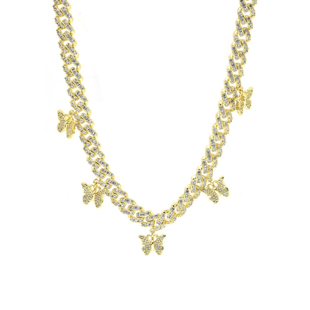 Miami Cuban Link Butterfly Charm Necklace Ringz & Tingz Jewels